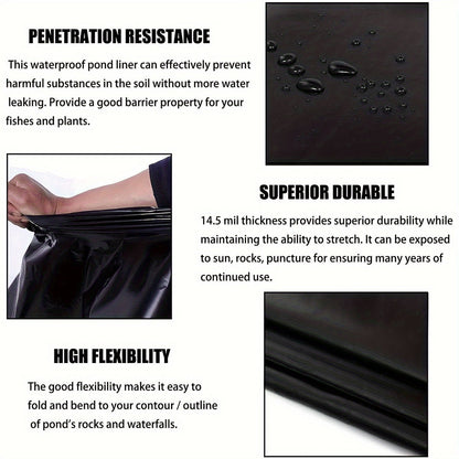 Black 5 x 10-Foot Pond Liner with 0.12mm Thickness for Fish Ponds, Water Gardens and Planter Boxes