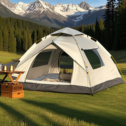 Pop Up Tent Windproof Sun Resistant Double Door Camping Outdoor