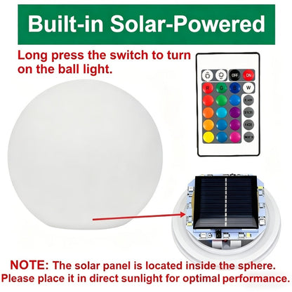 Solar Outdoor Lights 8-Inch RGB Globe with Remote, 16 Colors, 8 Brightness Levels and 4 Effects