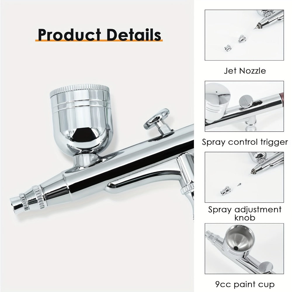 Airbrush Kit Dual-Action Gravity Feed — 0.3mm & 0.5mm Needle Sets, 7cc 20cc 40cc Cups, Complete Air Brush Gun Set for Nails, Makeup, Cake Decorating, Tattoo & Model Painting