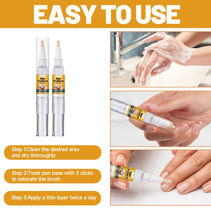 Toenail Repair Pen with Bee Venom – Extra Strength Nail Hardener & Brightener, Nourishing Formula, Fast-Acting Treatment for Brittle Discolored Nails, Women & Men