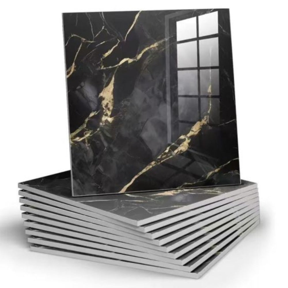Twenty-Piece 30 cm Marble-Pattern Wall Tile Sticker Set with Five White, Green, Gray or Black Designs