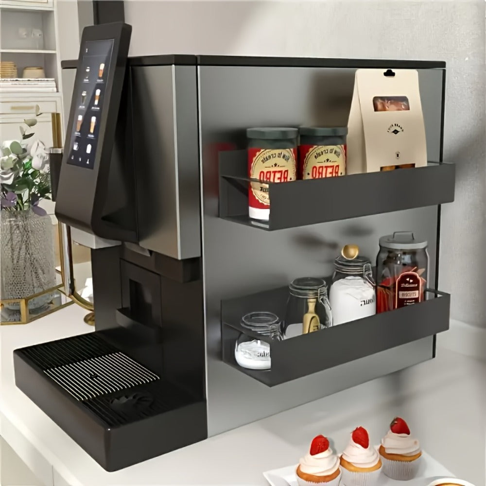 Magnetic Storage Box Organizer for Refrigerator, Washing Machine & Coffee Machine – Strong Magnetic Adsorption No-Drill Spice Rack & Kitchen Organizer, Stylish Household Storage (Black/White, 2/4pcs)