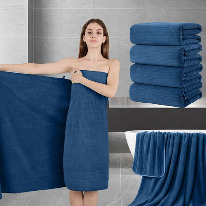 Bath Towels Set 4-Pack Oversized 35 x 70 Inch Microfiber Sheets in Five Color Options for Home and Guest Use