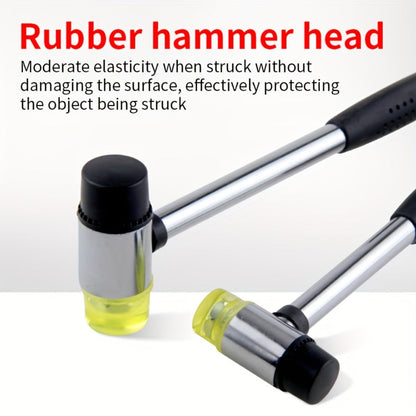 Double-Head Soft-Face Mallet with Steel Handle, Rubber Grip and Four Replaceable Head Sizes