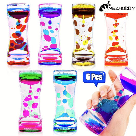 Liquid Motion Bubbler Timer 6 12 Pack Sensory Fidget Toys for Kids Adults, Colorful Liquid Hourglass Desk Toy for Stress Relief, Party Favors Classroom Prizes Christmas Stocking Stuffers for Boys Girls