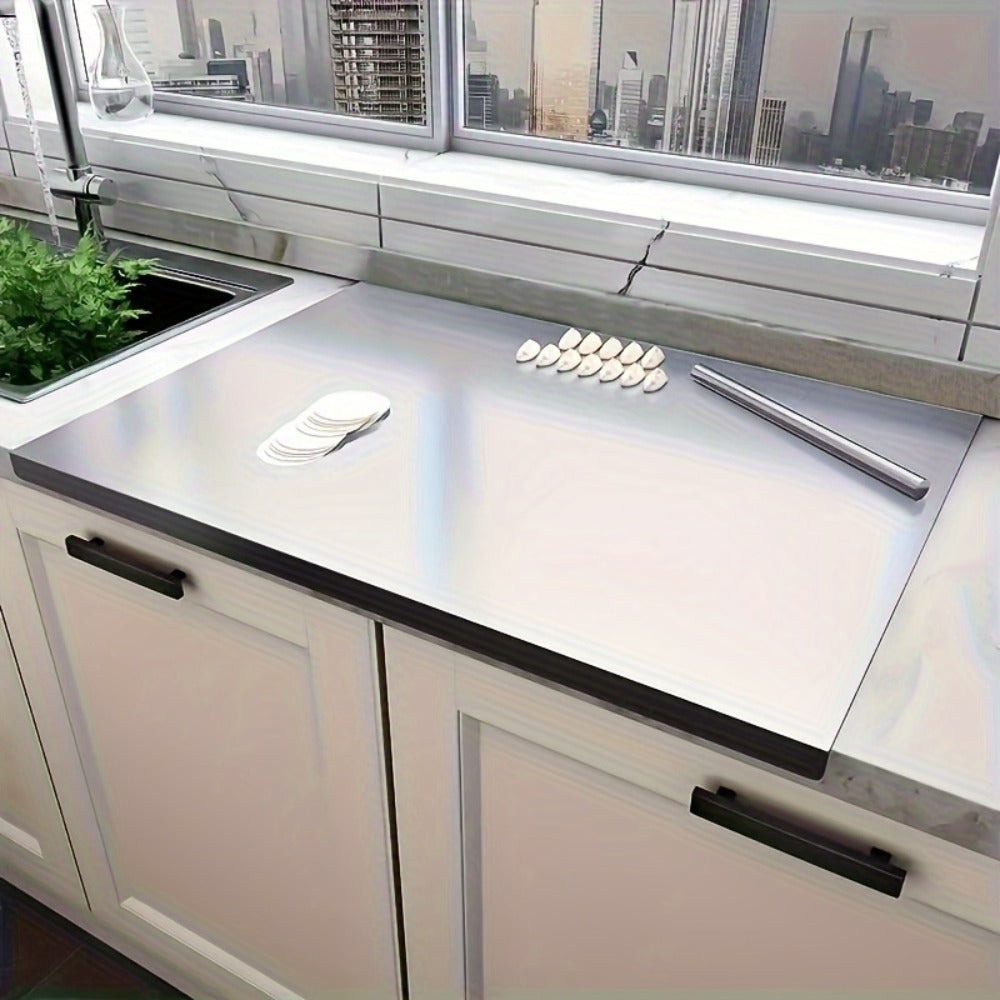 Cutting Board 304 Stainless Steel L-Edge Prep Board in Three Sizes for Countertop Dough and Chopping