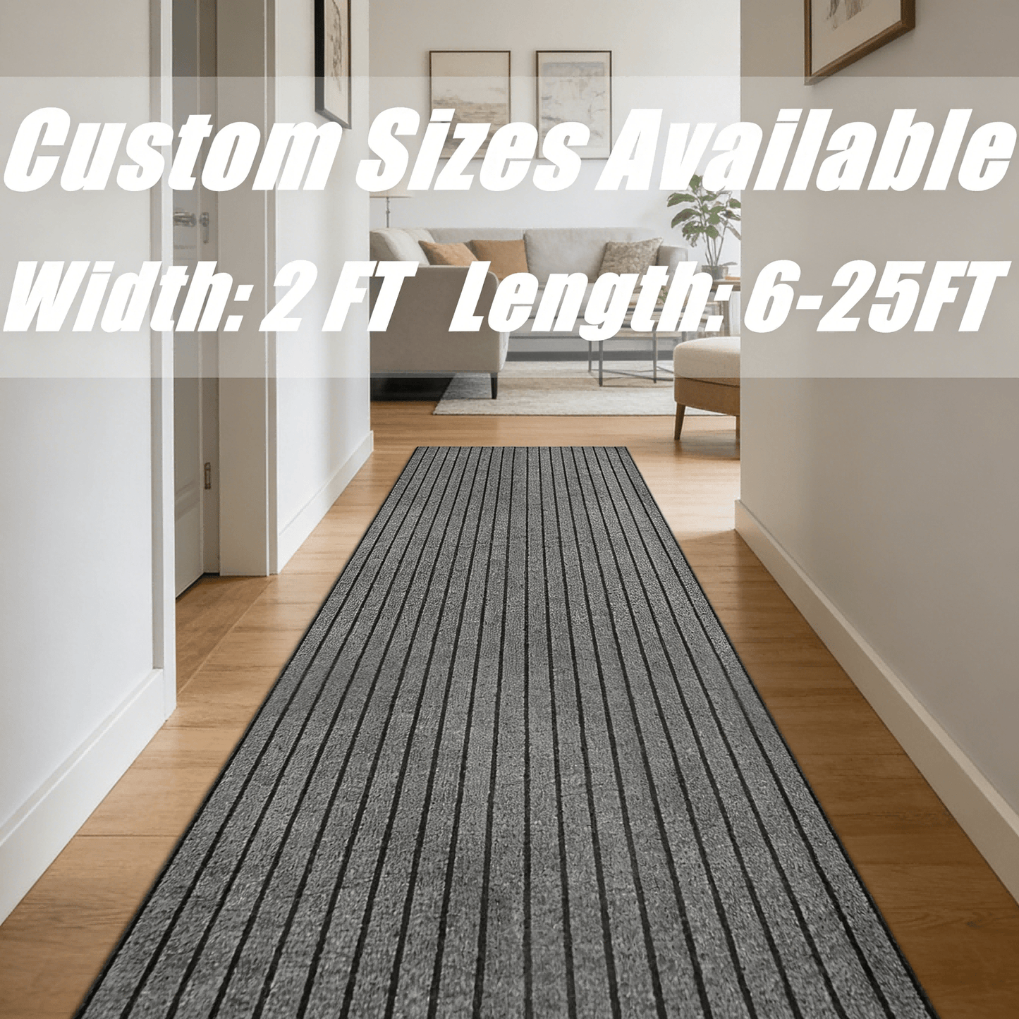 Two-Foot Hallway Runner with Eight Pattern-Color Families and 75 Listed Length Combinations