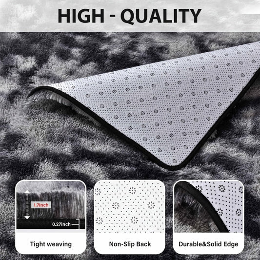 Area Rug Fluffy Tie-Dye Machine-Woven Mat at 1000 g/m² in Eight Colors and Three Indoor Sizes