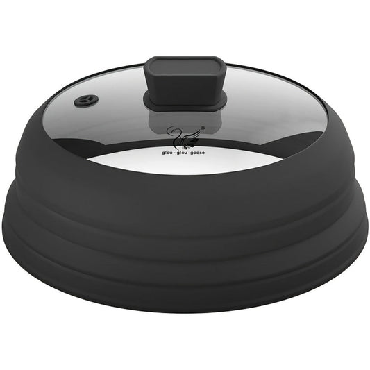 Collapsible Microwave Cover Splatter Guard with Silicone Handle - BPA Free Foldable Food Cover Lid for Microwave Oven 8.5 9.8 10.5 11.8 Inch in Black Red Grey Blue