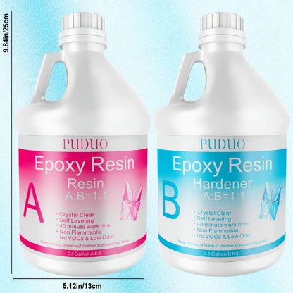 Epoxy Resin Kit Ultra Clear Bubble-Free Self-Leveling – 2-Part Casting & Coating Resin for River Tables Countertops Crafts, Yellowing-Resistant Fast Cure Formula