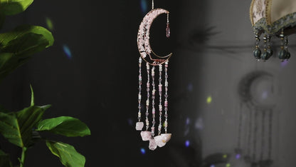 Dreamcatcher Moon Suncatcher Wall Hanging – Handmade Boho Wind Chime Pendant for Indoor Outdoor Garden, Courtyard & Party Decor – Christmas & Birthday Gift
