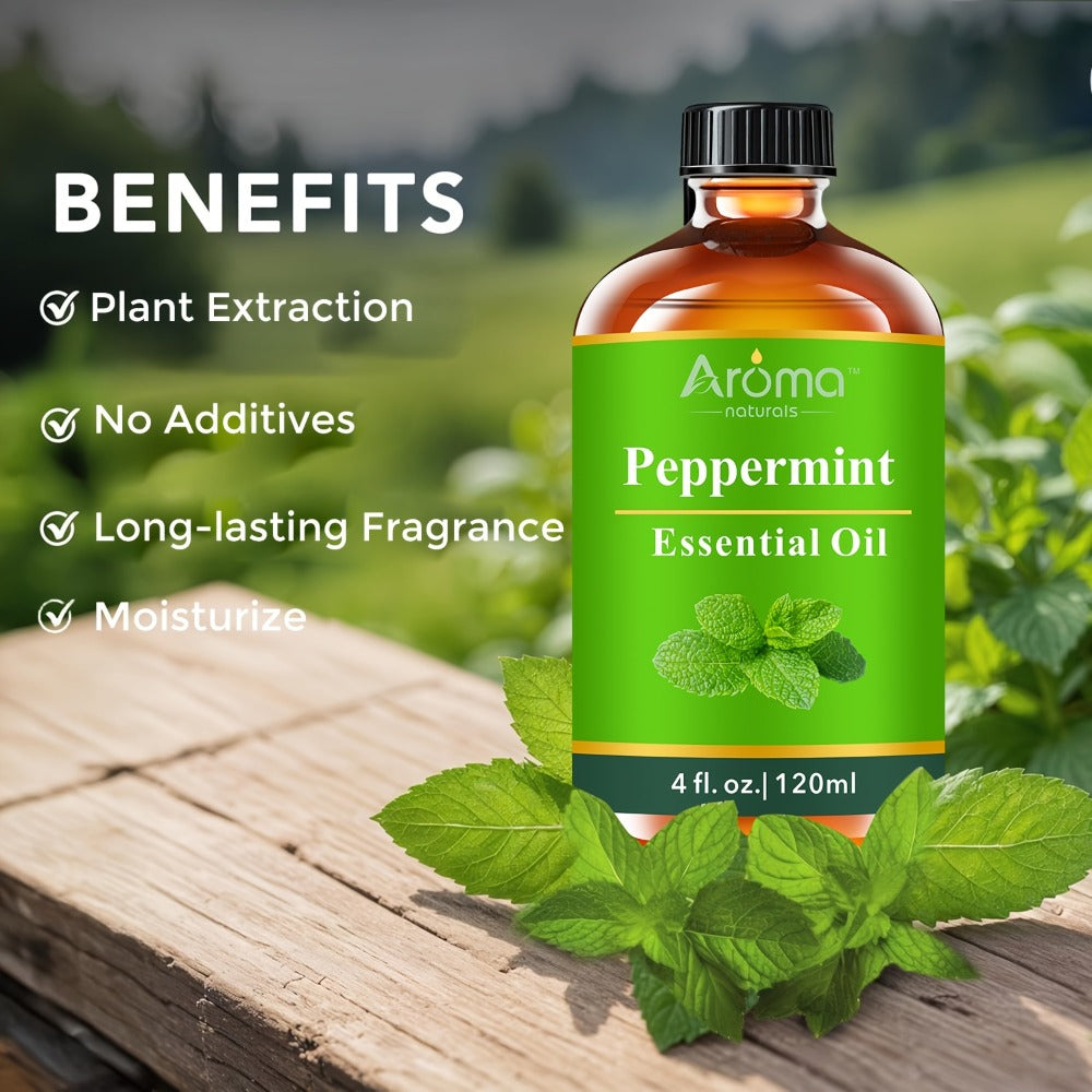 Essential Oil Peppermint 120ml or 10ml Ceramic-Stone Set for Diffuser, Candle and Car Fragrance