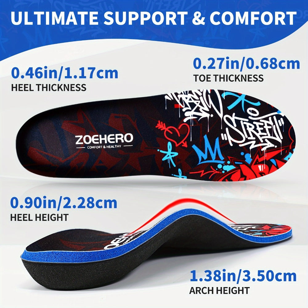 Full-Length Arch-Profile Shoe Insoles with Deep Heel Cup and Nine Men's and Women's Size Options