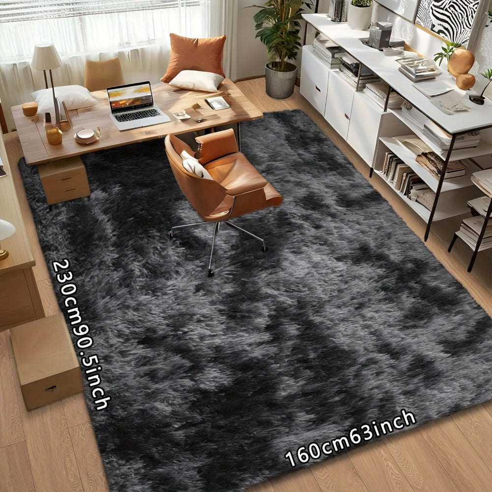 Tie-Dye Plush Area Rug in Light Gray, Dark Gray, Light Pink or Black, 63 by 90 Inch Floor Mat