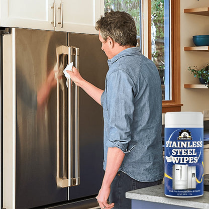 Stainless Steel Cleaning Wipes in One or Two Barrel Packs for Kitchen Appliances, Sinks, Cookware and Surfaces