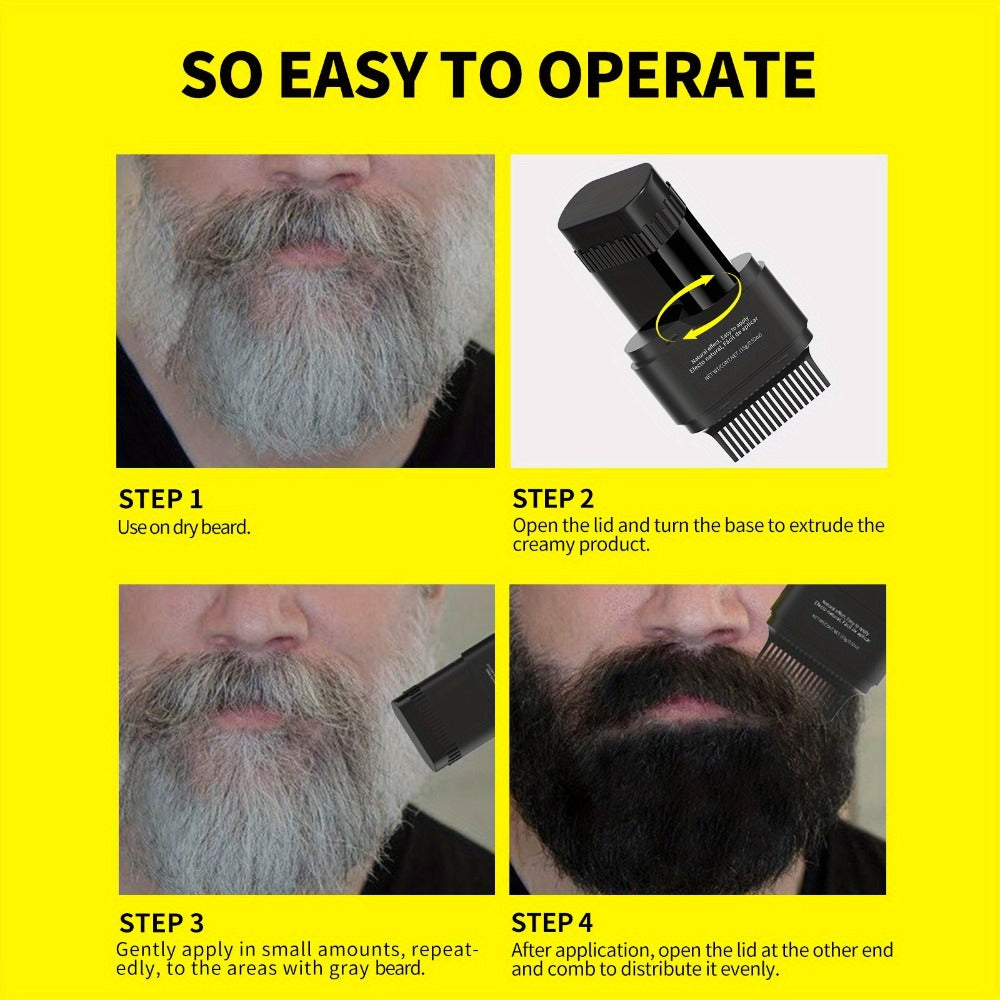 Beard Dye Pen 2-in-1 Waterproof Color Stick for Men — Sevich Instant Gray Coverage Washable Beard Hair Filler Pen with Brush Natural Finish for Mustache & Sideburns 3 Shades