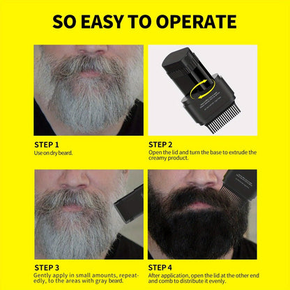 Beard Dye Pen 2-in-1 Waterproof Color Stick for Men — Sevich Instant Gray Coverage Washable Beard Hair Filler Pen with Brush Natural Finish for Mustache & Sideburns 3 Shades