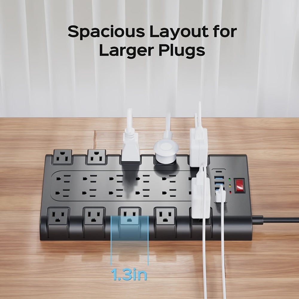 Surge Protector Power Strip 28-in-1 with 22 AC Outlets, 5 USB-A, 1 USB-C, 2100J Rating and 5 to 13 ft Cord Options