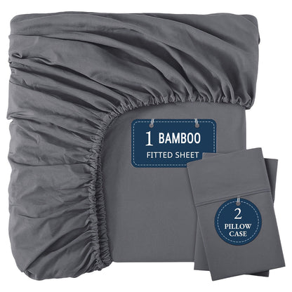 Three-Piece Fitted Sheet Set in Twelve Colors with Exact Twin, Full, Queen and King Size Options