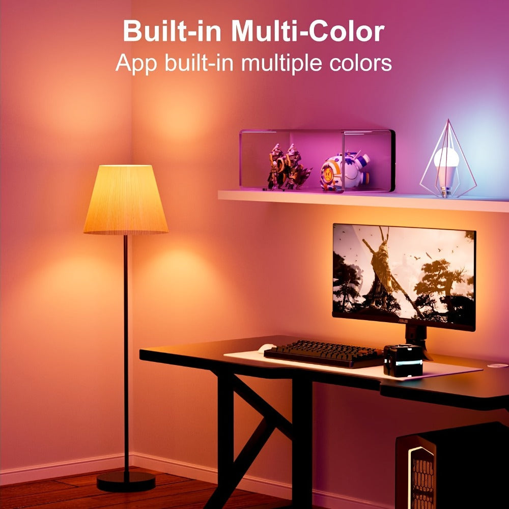 A19 E26 Wi-Fi and Bluetooth Smart Light Bulbs with RGB and White Modes in Two-, Four- or Six-Bulb Packs