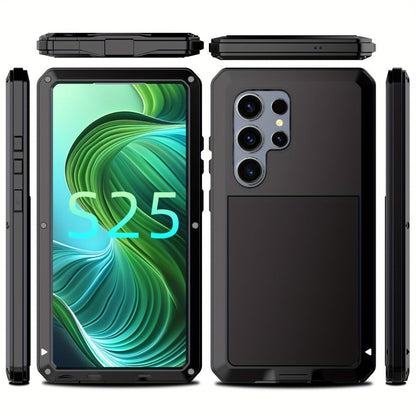 Phone Case Heavy Metal Frame with Built-In Glass Screen Protector and S Pen Access for Galaxy S23/S24 Ultra