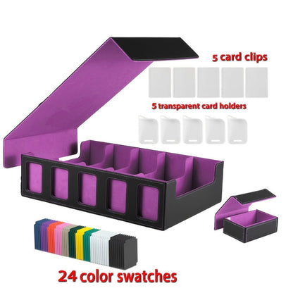 Front-Window Five-Row Collector Card Organizer with 24 Color Dividers, Five Clear Holders and Five Color Choices