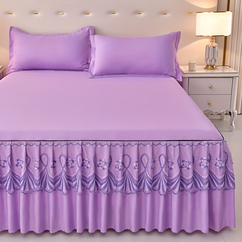 Macrame Lace Bed Skirt Set 3pcs – Double Layer Non-Slip Bed Skirt with 2 Pillowcases All Seasons Twin Full Queen King