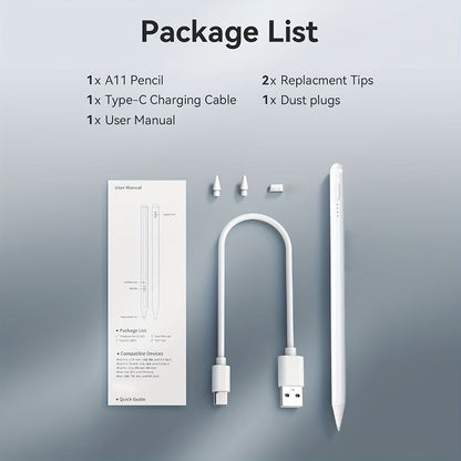 USB-C Rechargeable Stylus Pen with Top Power Button and Single-Pen, Two-Pen or Storage-Bag Bundle Options