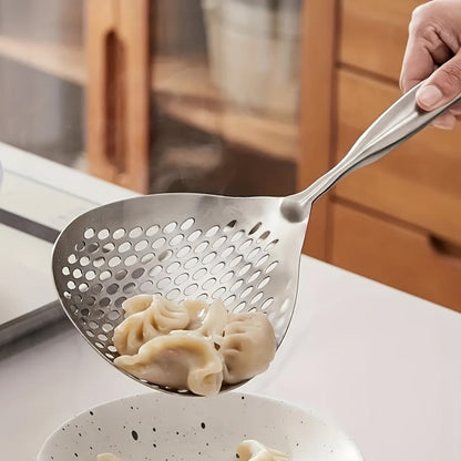 Stainless Steel Slotted Spoon Large Cooking Spoon for Frying Hot Pot Draining Serving for Home Cooking, Dining and Outdoor Meals