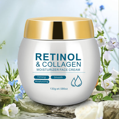 Face Cream Retinol Collagen 130g Jar or Face-and-Neck Cream Duo with Hyaluronic Acid and Vitamin E
