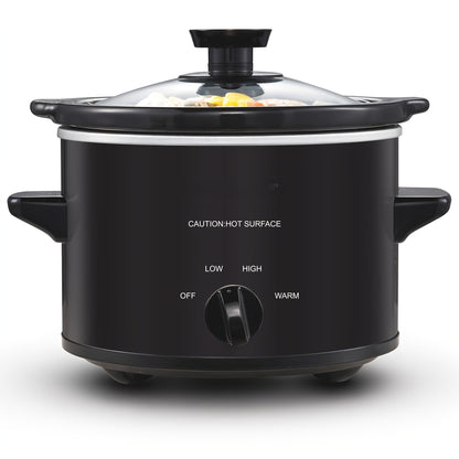 Mini Slow Cooker 1.5QT & 2.0QT with Adjustable Temperature Ceramic Crock & Dishwasher Safe Glass Lid – Small Slow Cooker for Sauces Dips Soups Stews, Stainless Steel & Black