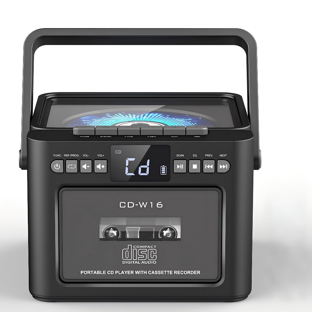 Portable CD and Cassette Player with FM Radio, Tape Recording, AUX, SD, USB and 3.5 mm Audio Connections