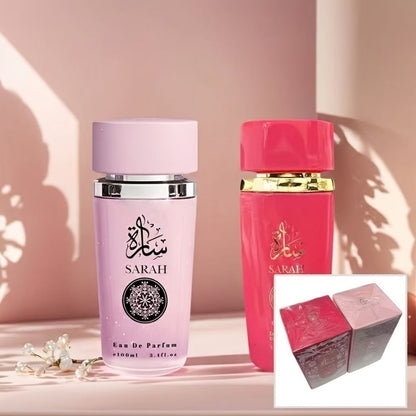 Two-Bottle Women's Perfume Set with Pink and Red 3.4 fl oz Spray Bottles and Matching Boxes