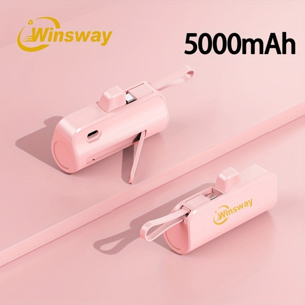 Power Bank 5000mAh Capsule with Dual-Port Options, Wireless Charging and Phone Holder in Four Colors