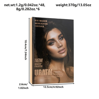 3-in-1 Eyeshadow Blush Highlighter Palette Loose Powder Book-Style Folding Compact Moisturizing Buildable Pigment Luminous Finish for Daily Glam Travel Gift Women
