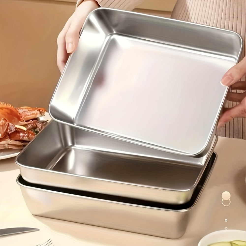Food Storage Containers Five-Piece Stainless Steel Plate Set with Five Flip-Top Lids for Hand Washing