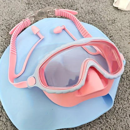 Oversized Swimming Goggles with Single-Lens Mask Frame, Adjustable Strap and Pink or Blue Color Options