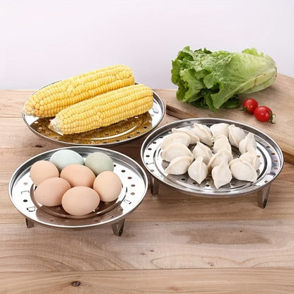 Stainless Steel Steamer Rack Set 3-Piece Multi-Layer Round Steamer Insert with Can Holder – Fits Most Pots for Home Kitchen | Stackable Steam Tray Cooking Rack for Vegetables Dumplings & More