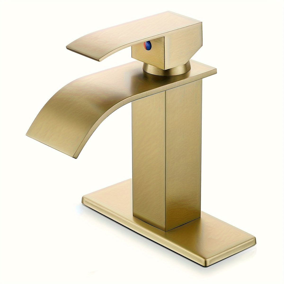 Waterfall Bathroom Sink Faucet, Single Hole or 3-Hole Mixer Tap with 6" Deck Plate, Ceramic Valve