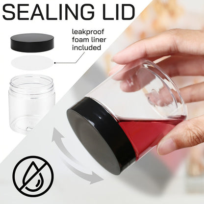 Food Storage Containers Twelve-Piece 4 oz Clear PET Jar Set with Screw-Top Gasket Lids for Hand Washing