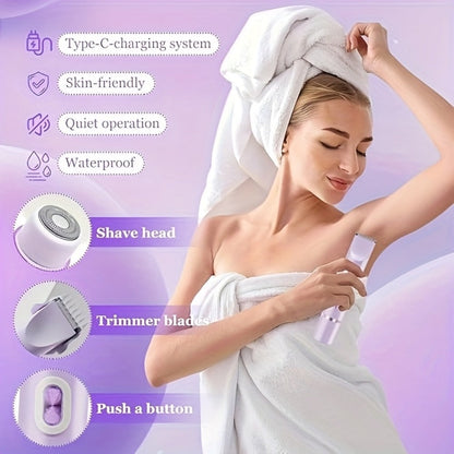 Electric Shaver 2-in-1 Bikini and Facial Razor with USB Rechargeable Power for Dry or Wet Use in Three Colors