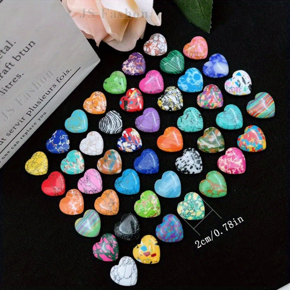 Colorful Heart-Shaped Craft Stones in Random 50- or 100-Piece Assortments for Adult DIY Jewelry Projects