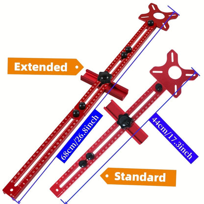 Router Circle Cutting Jig with Adjustable Red Guide Rail for Woodworking Routers and Circular Cutting Projects