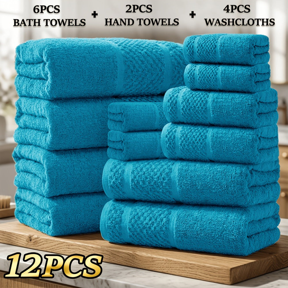 Towel Set 12, 16 or 18 Piece 450GSM Cotton-Blend Bath, Hand and Face Towels in Multiple Colors