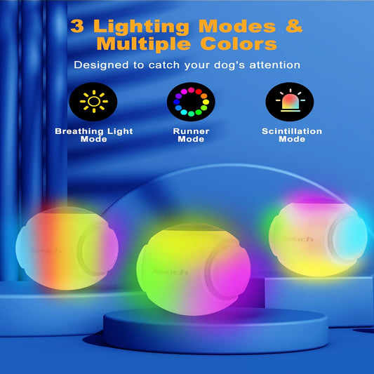 Dog Toy 2.5-Inch Motion-Activated LED Ball with USB-Rechargeable Battery for Night Fetch and Chase
