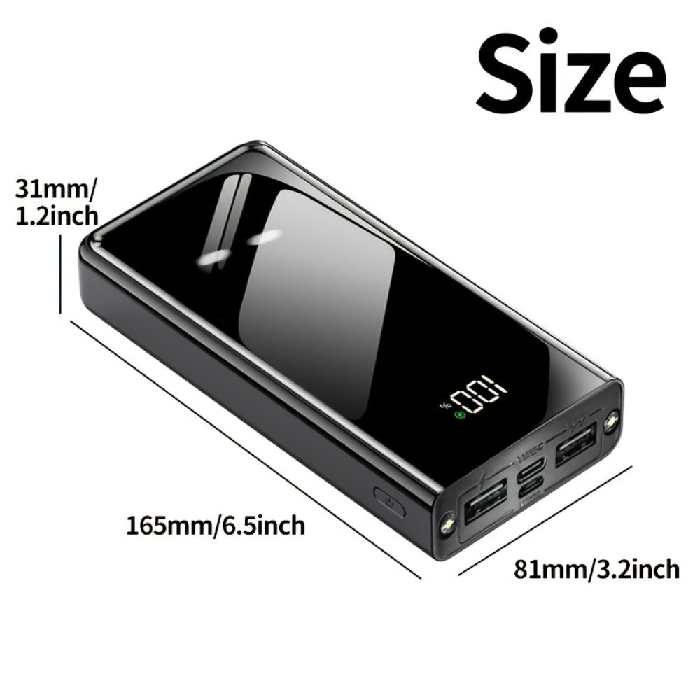 Power Bank 50000mAh 22.5W Two-Way Charging with Dual Input/Output and Digital Display in Black or Red