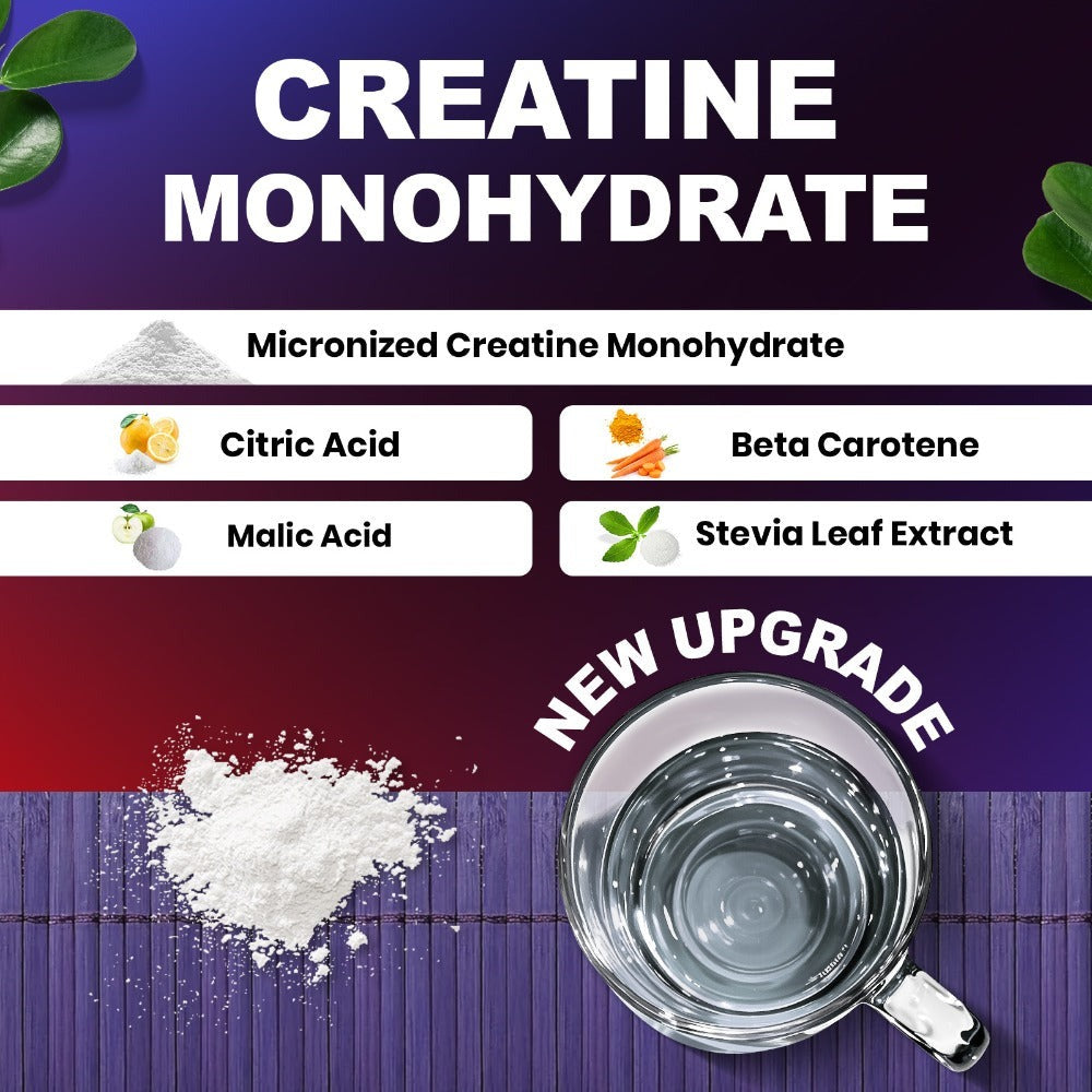 Creatine Monohydrate Powder 5000mg Per Serving - Pineapple Flavor, No Artificial Sweeteners - Strength, Power & Focus Support - 300g, 60 Servings Pre-Workout Supplement