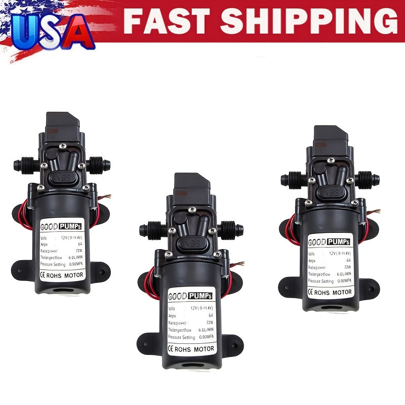 12V Self-Priming Water Pump 130PSI - High Pressure Portable Electric Pump for Car Wash, RV, Camper Van & Water Pressurization (1/2/3 Pack)