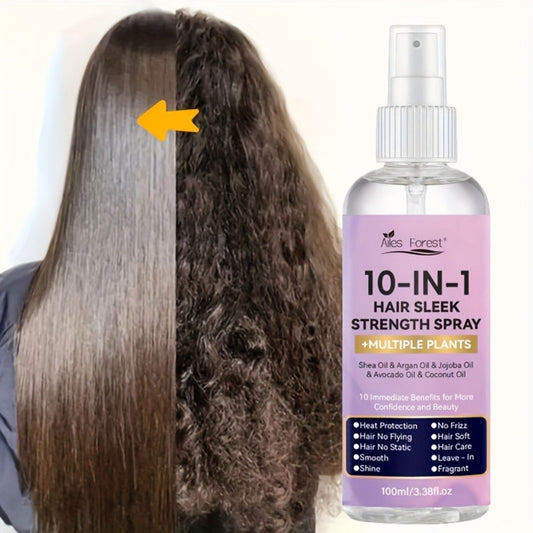 Leave-In Conditioner Spray 10-in-1 No-Rinse 100ml — Fragrance-Free Anti-Frizz Detangling Heat Protection, Plant-Based Formula for Dry Damaged & Color-Treated Hair, All Hair Types, Men & Women